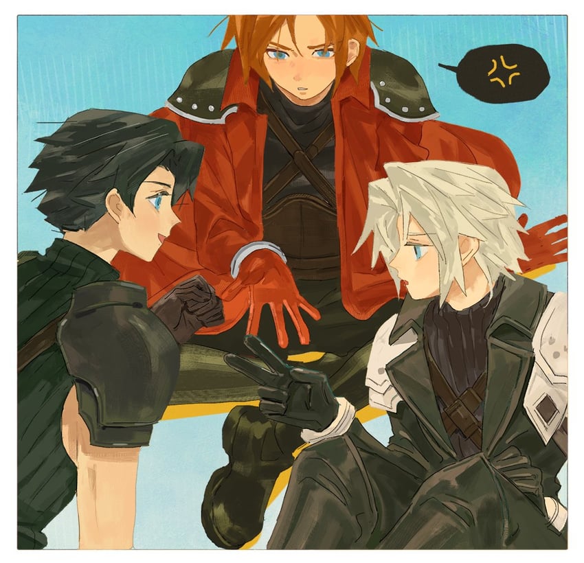 sephiroth, genesis rhapsodos, and angeal hewley (final fantasy and 2 more) drawn by audreychen