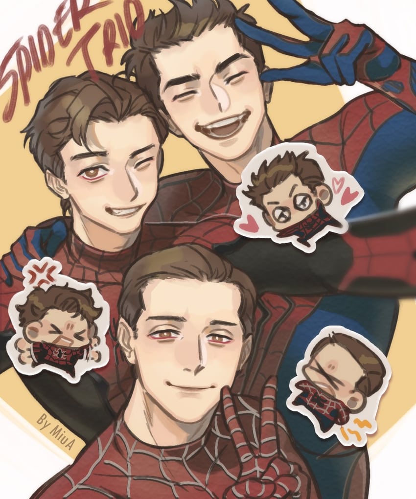spider-man, peter parker, tobey maguire, tom holland, and andrew garfield (marvel and 3 more) drawn by akira_yoru