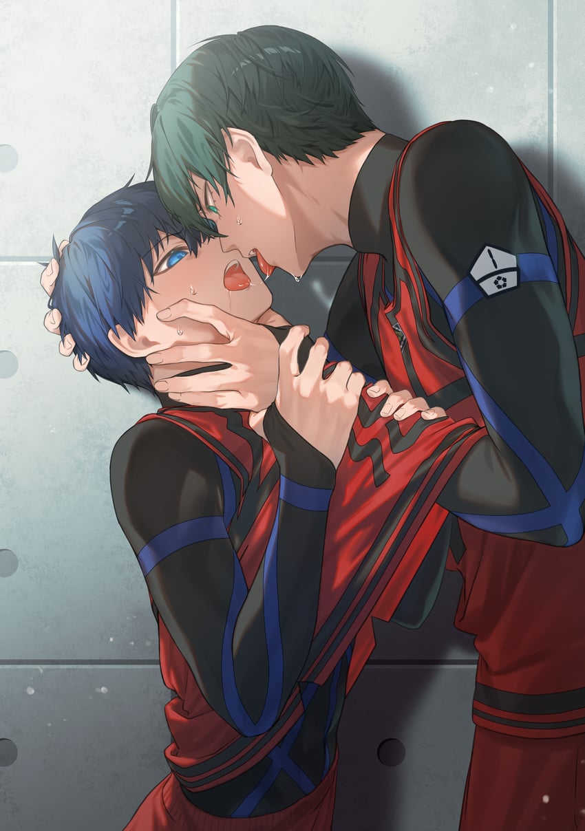 isagi yoichi and itoshi rin (blue lock) drawn by udality