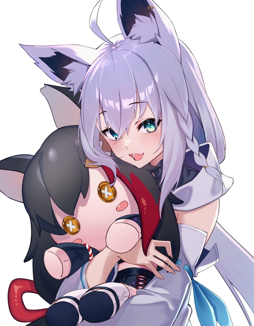 shirakami fubuki and ookami mio (hololive) drawn by ninsaki_(9saki)