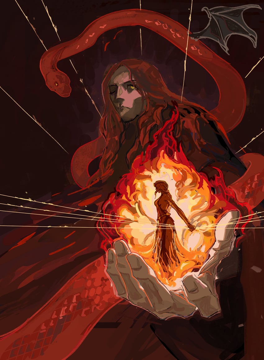 queen marika the eternal and messmer the impaler (elden ring and 1 more) drawn by tristanbrardart