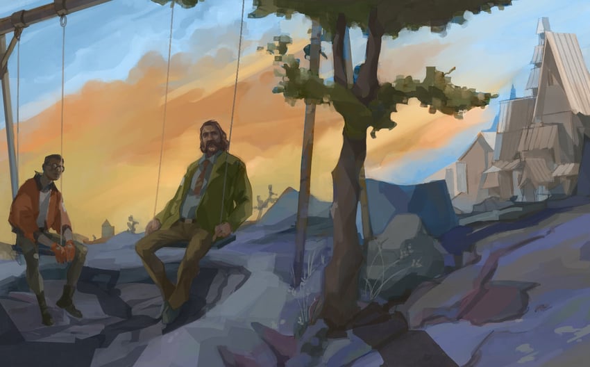 kim kitsuragi and harry du bois (disco elysium) drawn by thatuglymeme