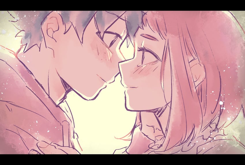 midoriya izuku and uraraka ochaco (boku no hero academia) drawn by tabetai_omochi