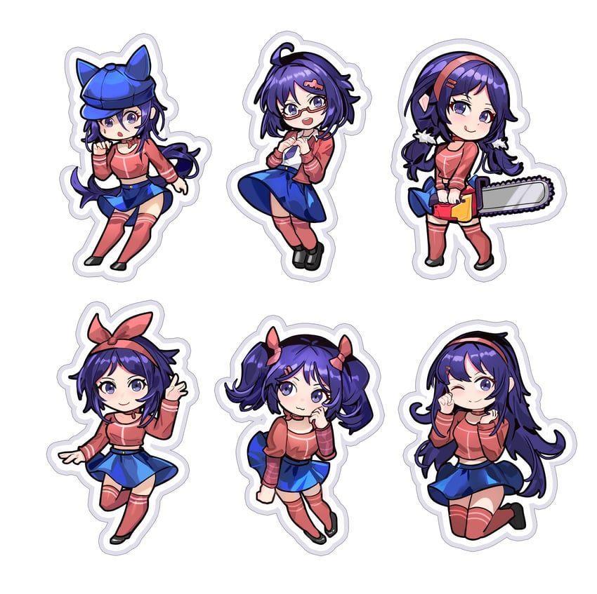 mita, cool mita, kind mita, mila, short-haired mita, and 1 more (miside) drawn by kuroha_(rockluo213)