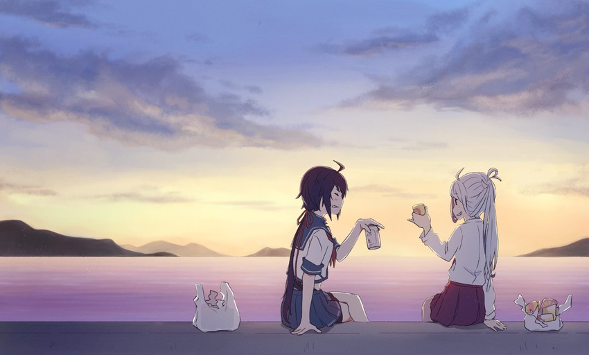 asashimo, kako, and kako kai ni (kantai collection) drawn by wachi_(hati1186)