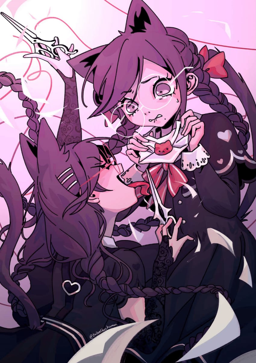 fukawa toko and genocider shou (danganronpa and 2 more) drawn by talentlesshuman