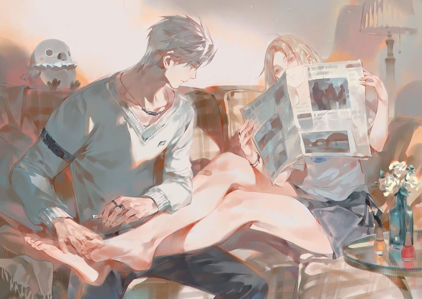protagonist and sylus (love and deepspace) drawn by endofthepage