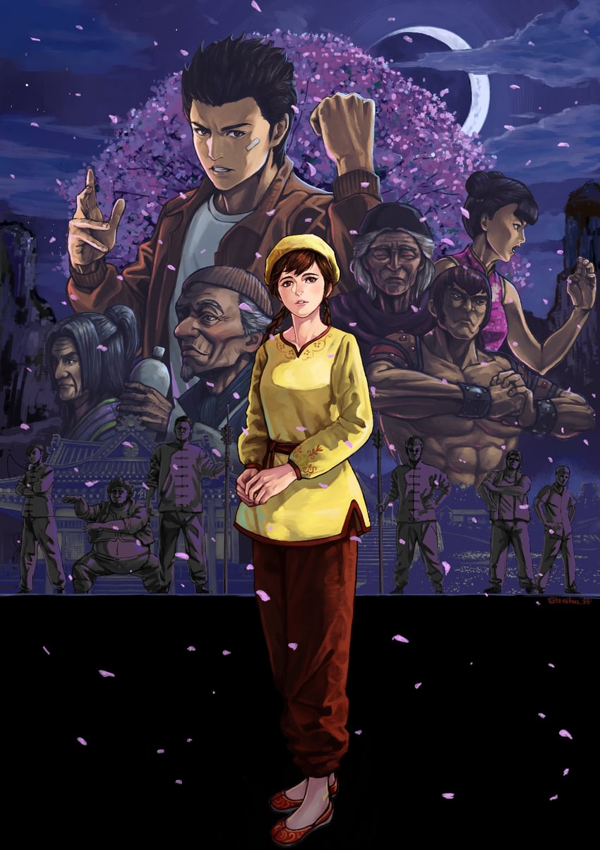 ling shen hua, hazuki ryou, and zhen wei (shenmue and 1 more) drawn by raikou_(yorimitsu)