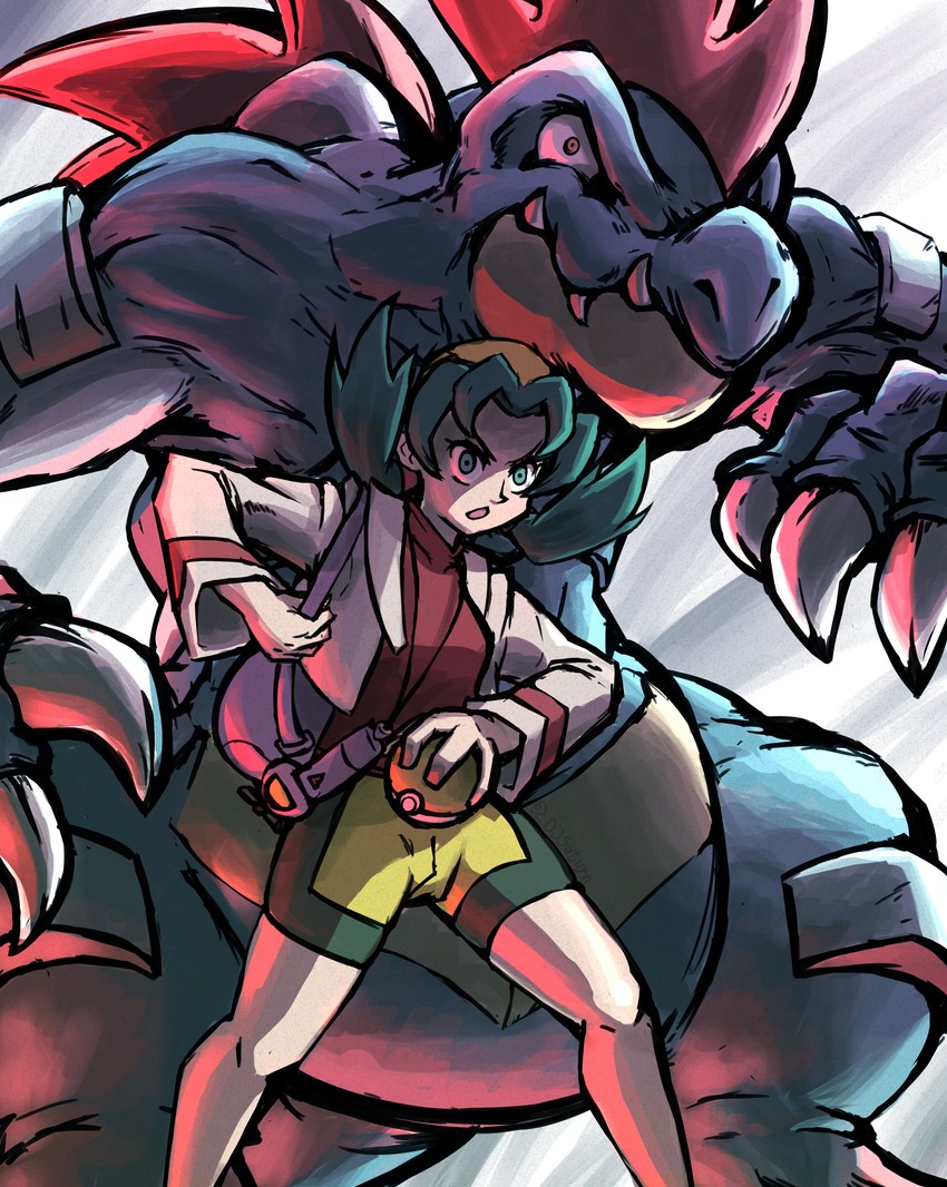 kris and feraligatr (pokemon and 2 more) drawn by djsaturn