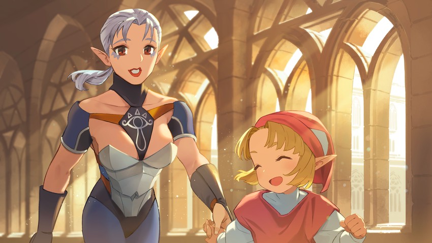 princess zelda, impa, and young zelda (the legend of zelda and 1 more) drawn by blanco026