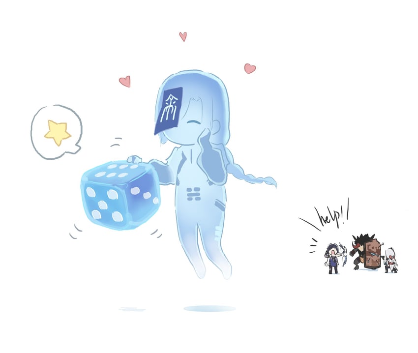 shenhe, yelan, hilichurl, and shenhe's talisman spirit (genshin impact) drawn by xinzoruo
