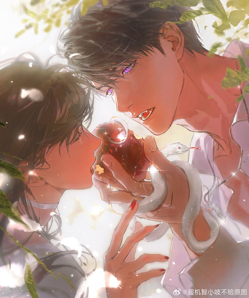 protagonist and caleb (love and deepspace) drawn by chimmyming