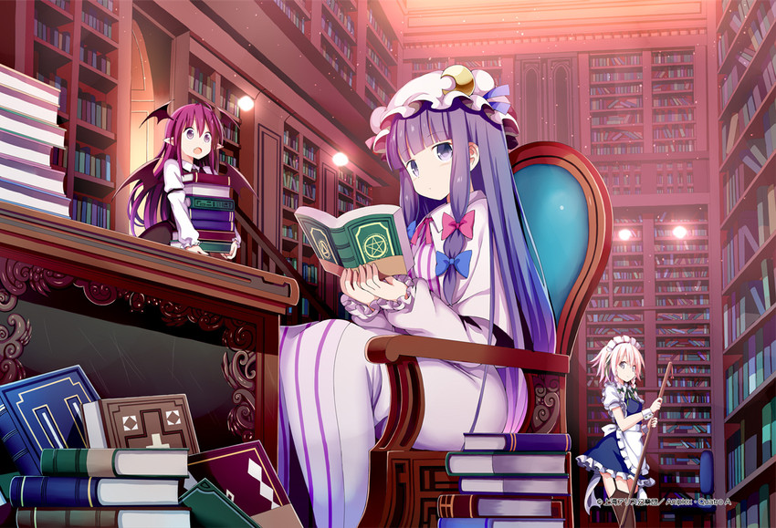 izayoi sakuya, patchouli knowledge, and koakuma (touhou and 1 more) drawn by givuchoko