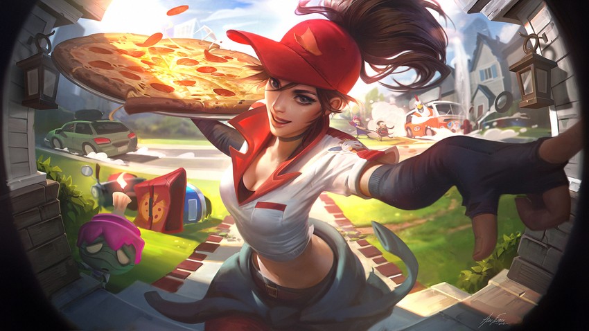 annie, sivir, amumu, kog'maw, pizza delivery sivir, and 4 more (league of legends) drawn by alex_flores