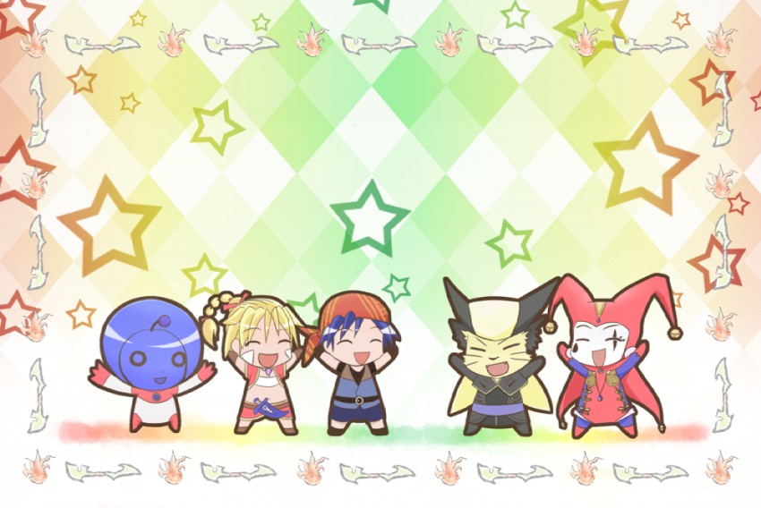 kid, serge, harle, starky, and lynx (saki and 1 more) drawn by tetu-tuku