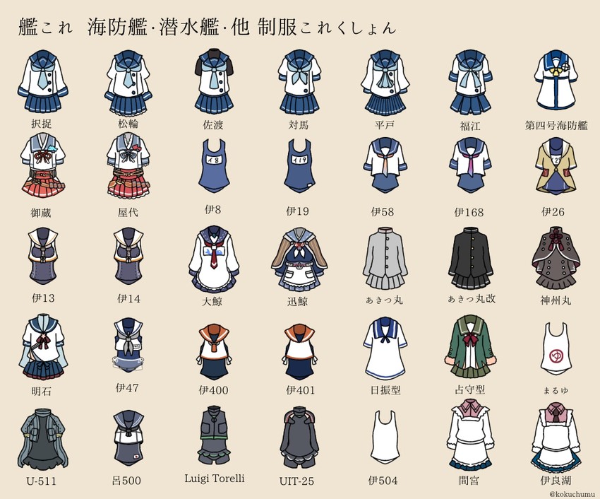 akashi, ro-500, i-19, i-58, i-401, and 34 more (kantai collection) drawn by kamoku_nagi