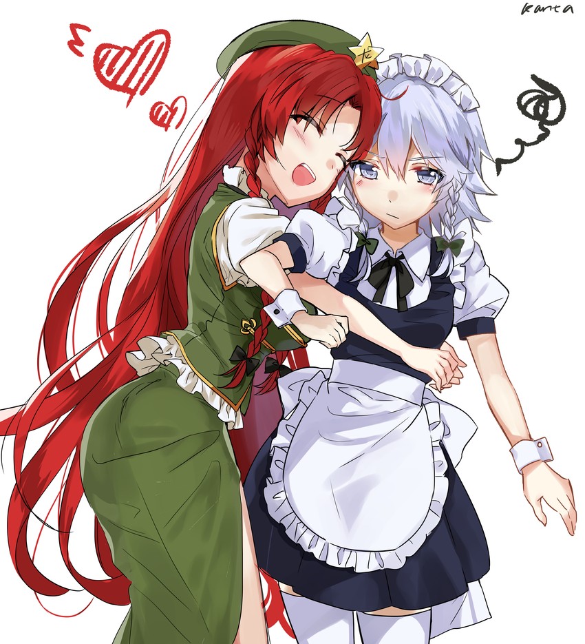 izayoi sakuya and hong meiling (touhou) drawn by kanta_(pixiv9296614)