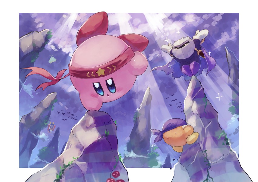 kirby, meta knight, king dedede, bandana waddle dee, ufo, and 1 more (kirby and 1 more) drawn by shiburingaru