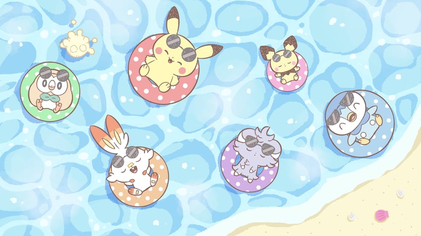 pikachu, rowlet, piplup, scorbunny, pichu, and 2 more (pokemon)