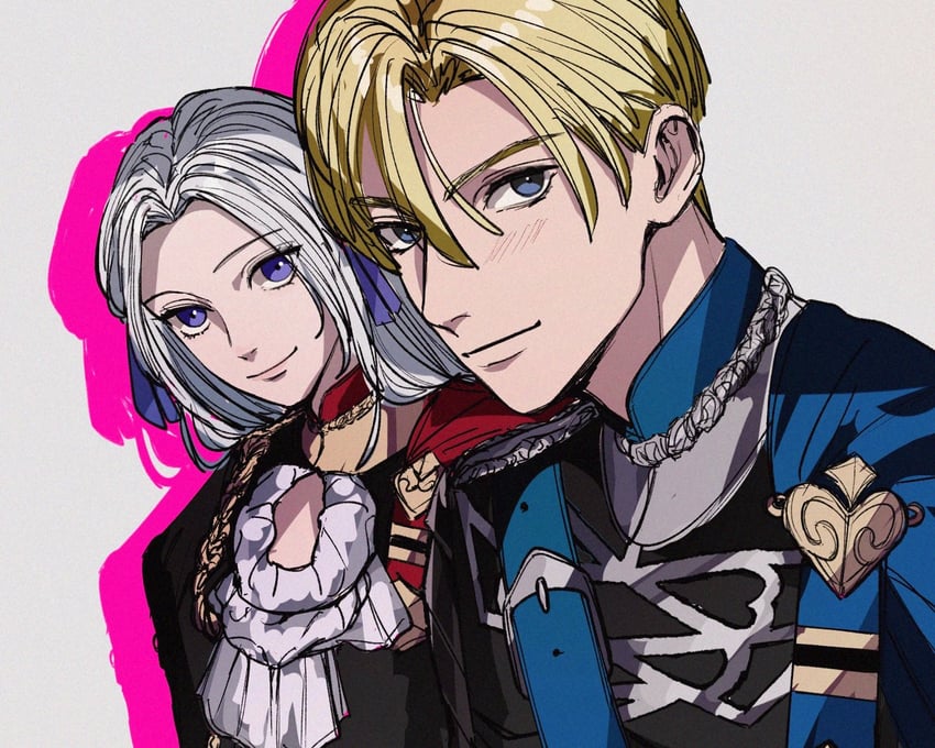 edelgard von hresvelg and dimitri alexandre blaiddyd (fire emblem and 1 more) drawn by amikoiiko