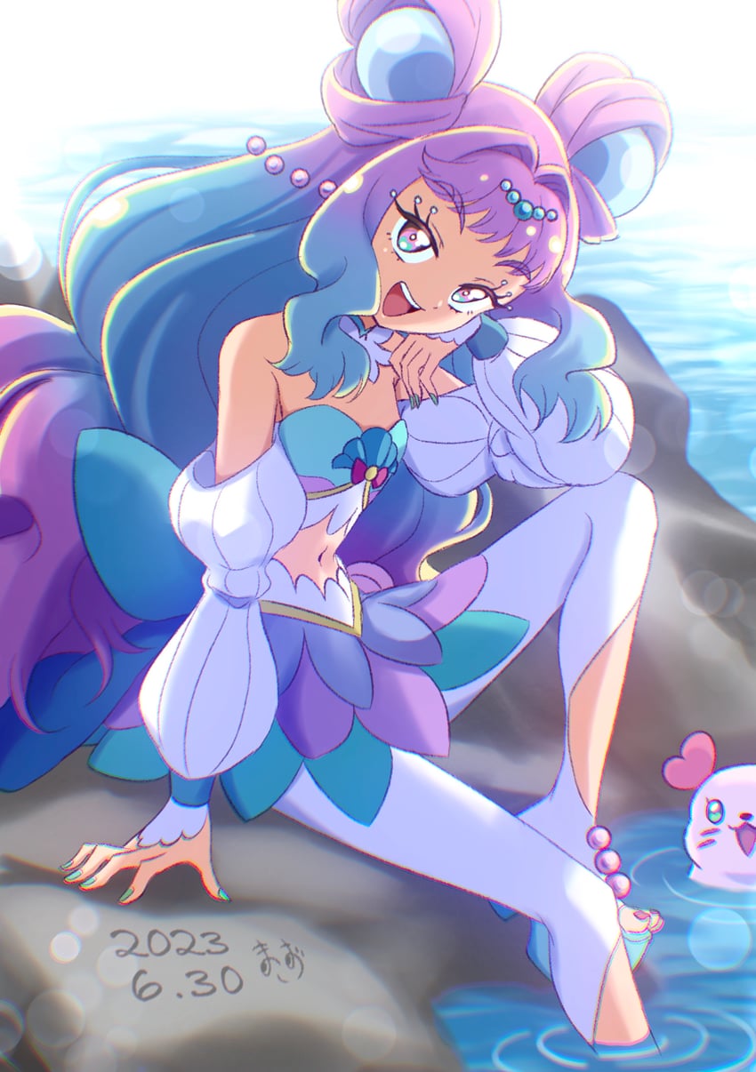 laura la mer, cure la mer, and kururun (precure and 1 more) drawn by zerolay