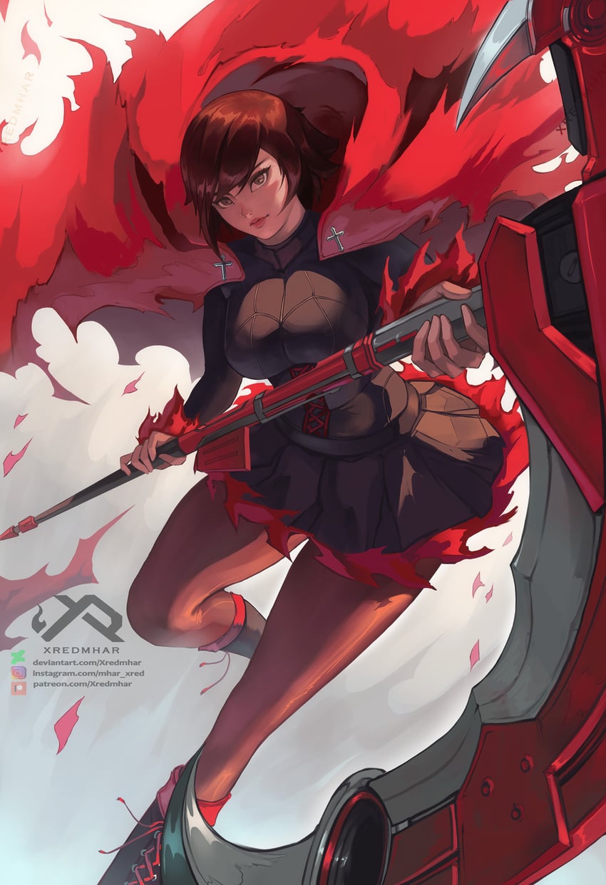 ruby rose (rwby) drawn by xredmhar