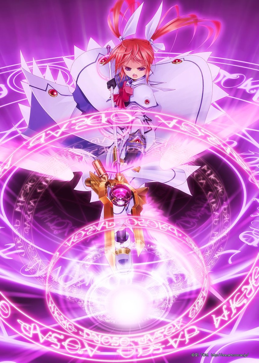 takamachi nanoha and raising heart (lyrical nanoha and 2 more) drawn by tom_(1art.)