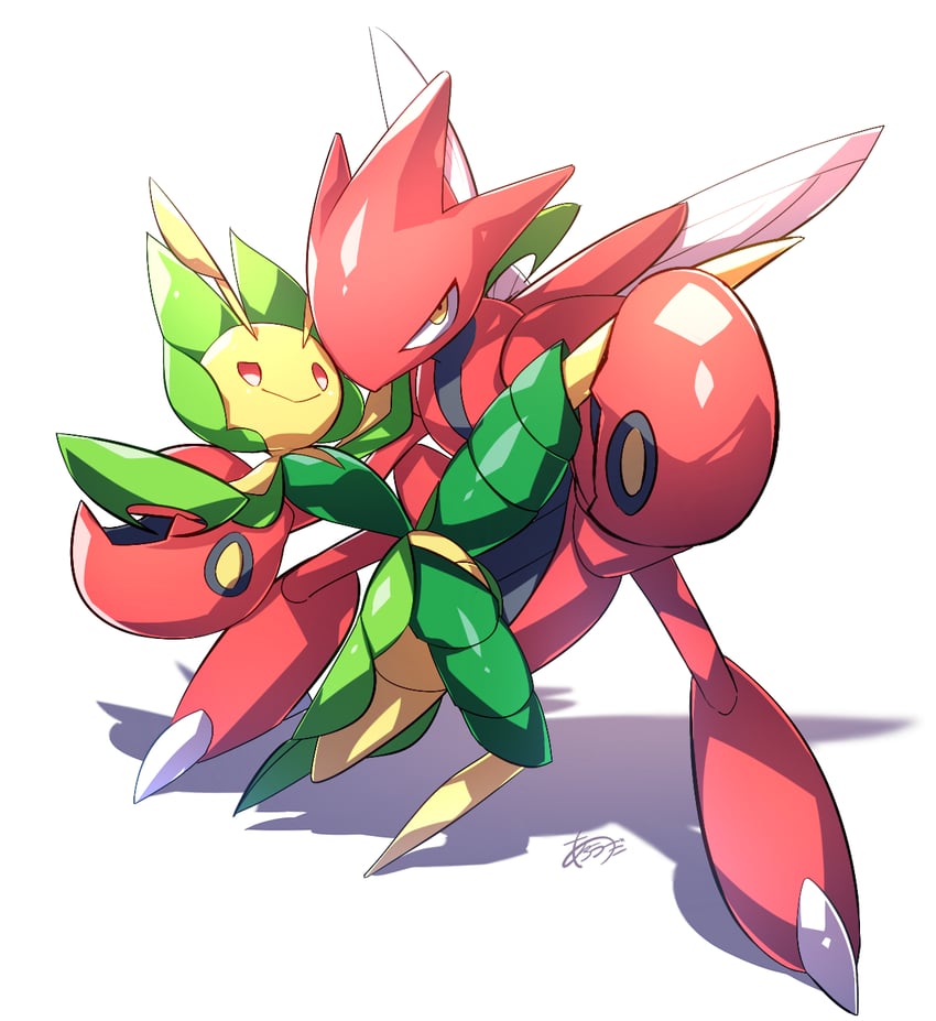 scizor and leavanny (pokemon) drawn by iida_(mesida_mgmg)
