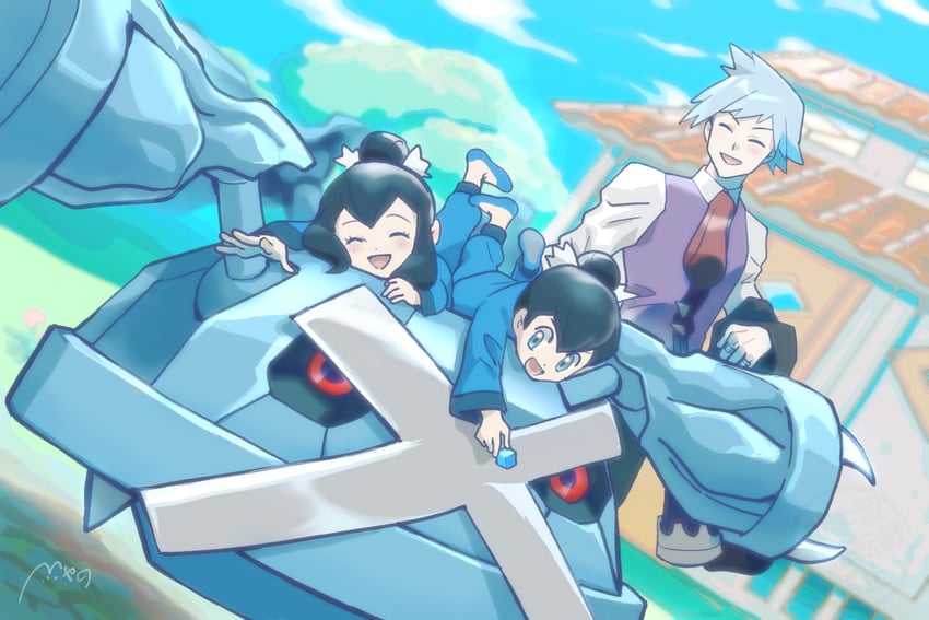 steven stone, metagross, liza, and tate (pokemon and 1 more) drawn by hyano9119
