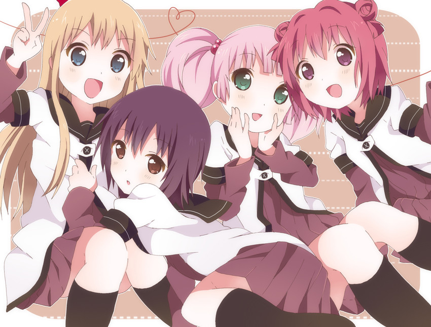 toshinou kyouko, akaza akari, funami yui, and yoshikawa chinatsu (yuruyuri) drawn by kumakichi_(toshigat)