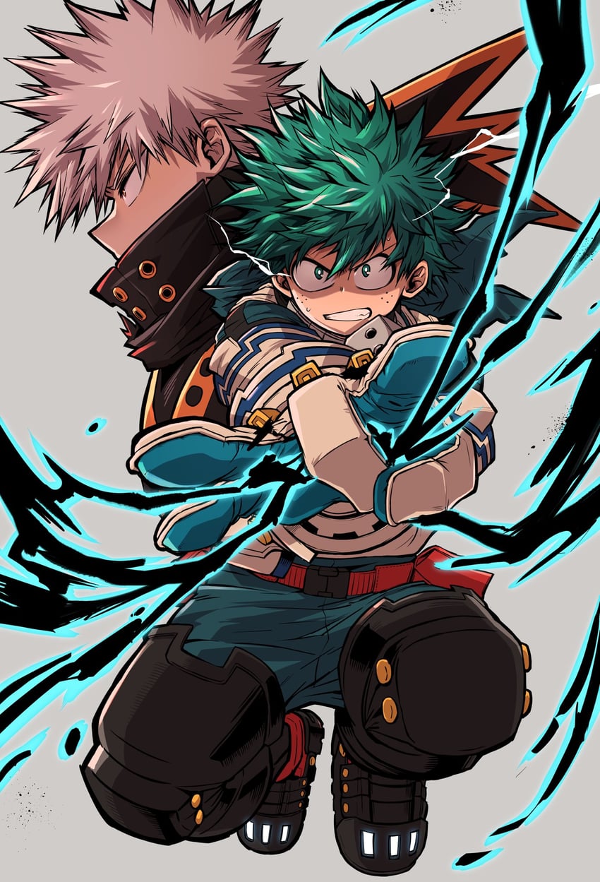 midoriya izuku and bakugou katsuki (boku no hero academia) drawn by chiyaya