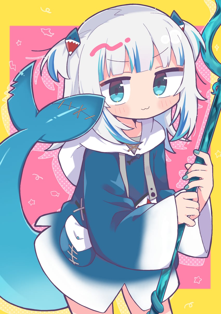 gawr gura (hololive and 1 more) drawn by richard_(richaball)