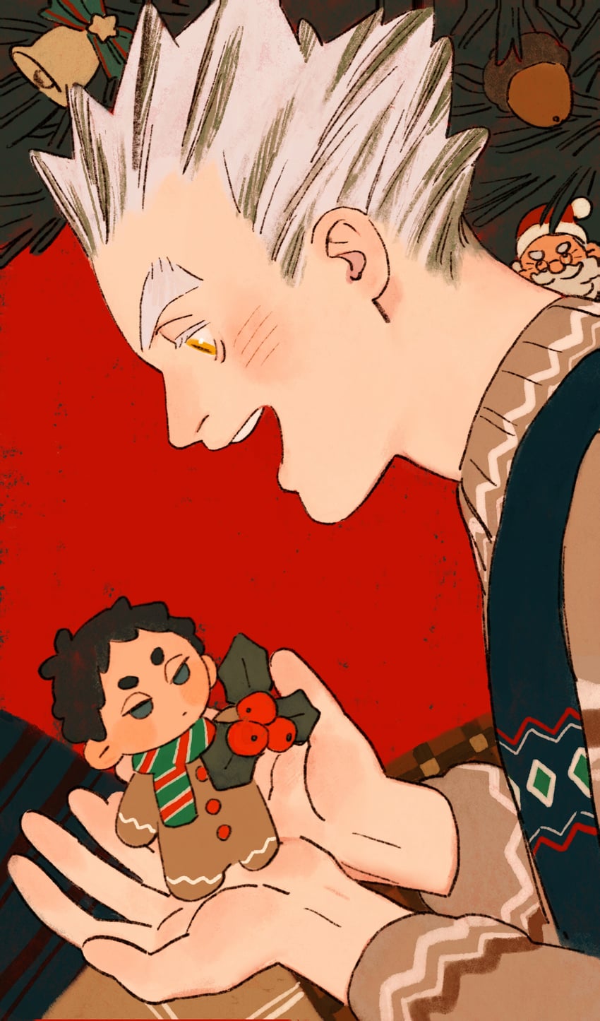santa claus, bokuto koutarou, and akaashi keiji (haikyuu!!) drawn by chengongzi123