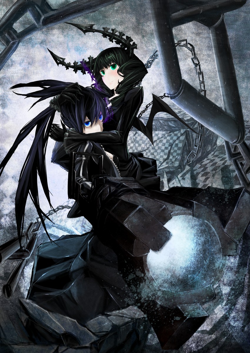 black rock shooter and dead master (black rock shooter) drawn by haziketti