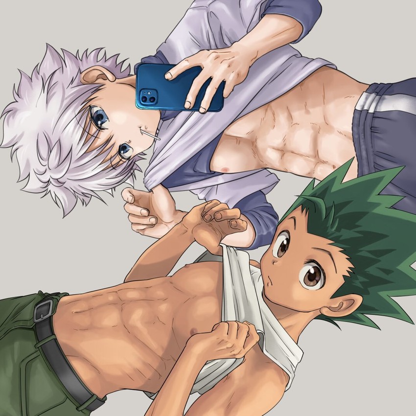 killua zoldyck and gon freecss (hunter x hunter) drawn by koyama_risu