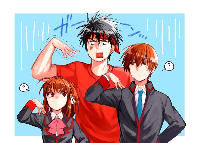 natsume rin, natsume kyousuke, and inohara masato (little busters!) drawn by rakka