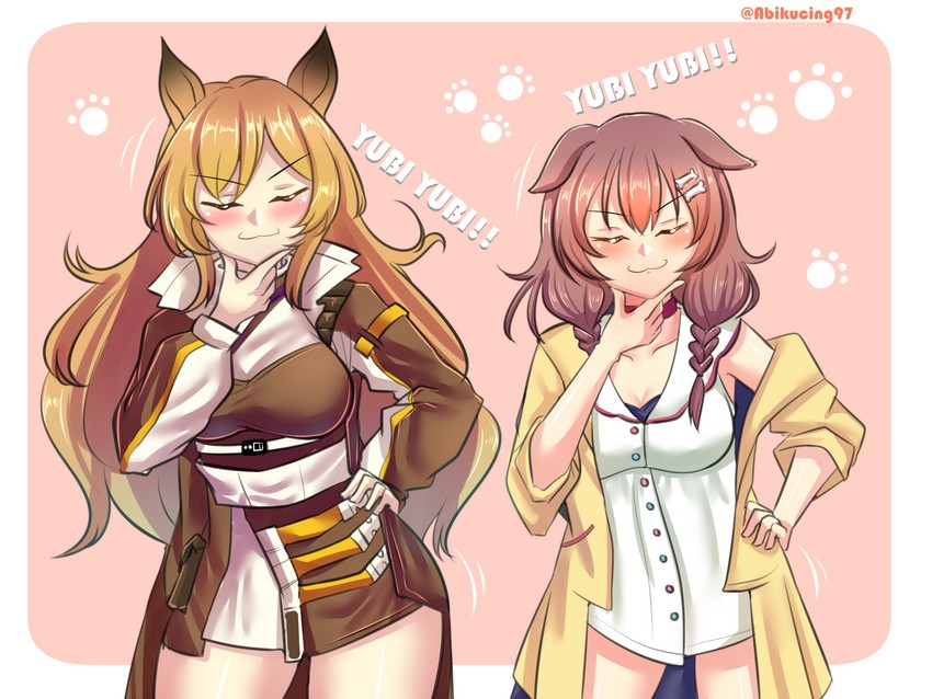 inugami korone and ceobe (hololive and 1 more) drawn by abineko