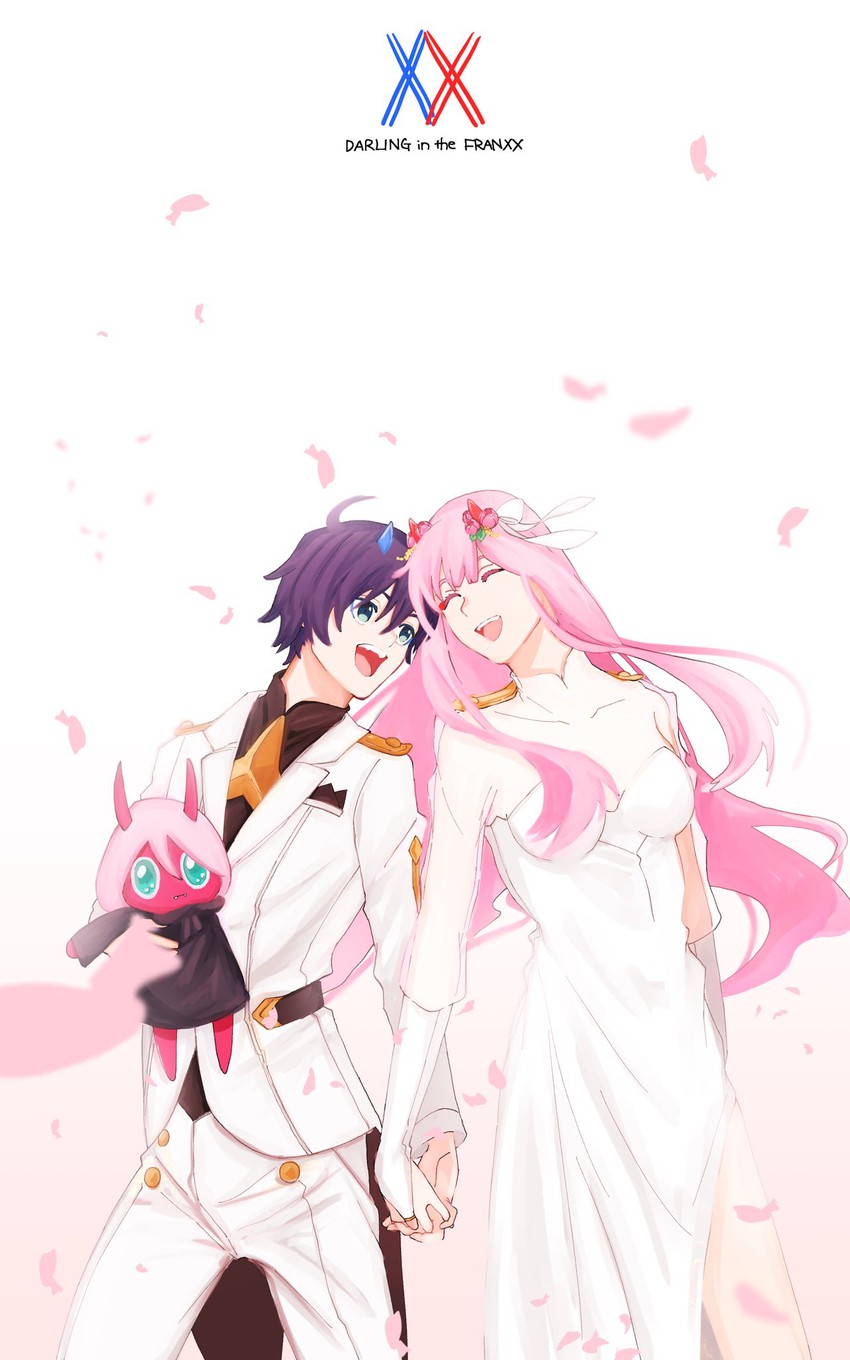 zero two and hiro (darling in the franxx) drawn by command_201