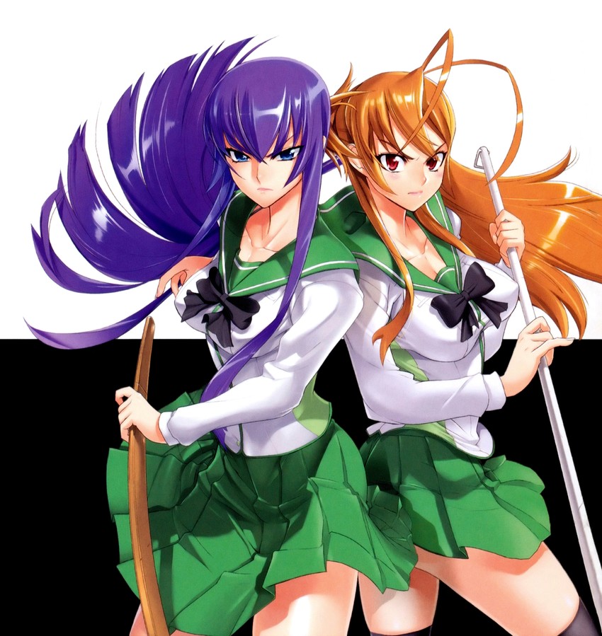 busujima saeko and miyamoto rei (highschool of the dead) drawn by satou_shouji