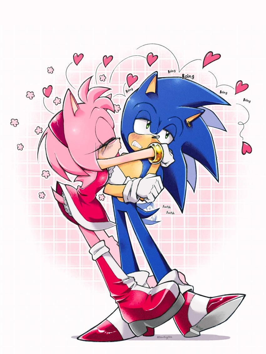 sonic the hedgehog and amy rose (sonic) drawn by beanbagstab