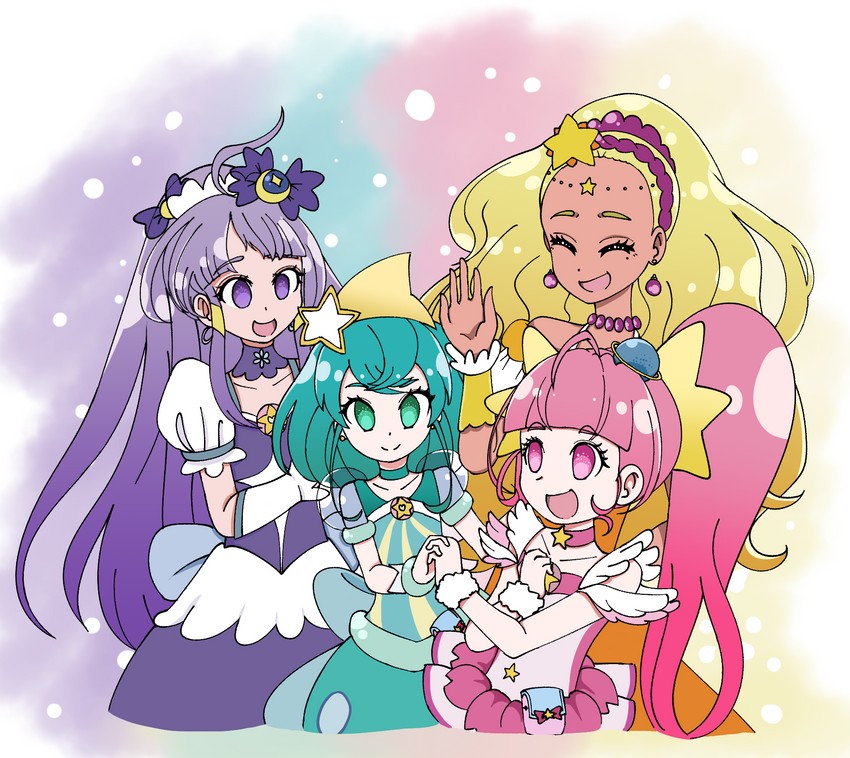 hagoromo lala, hoshina hikaru, kaguya madoka, cure milky, amamiya elena, and 3 more (precure and 1 more) drawn by hikaji