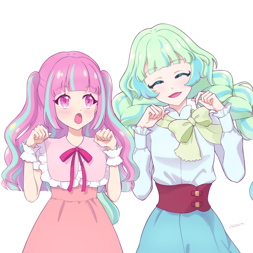 q-pit, tsukishiro ayumi, ann, and kurimu ann (aikatsu! and 1 more) drawn by chisaca