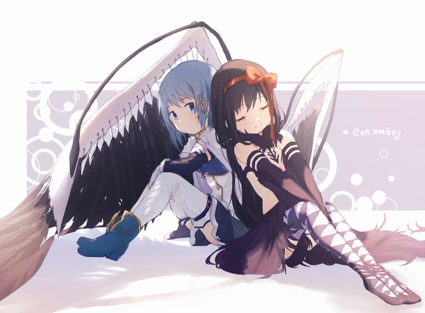 akemi homura, miki sayaka, and akuma homura (mahou shoujo madoka magica and 1 more) drawn by un_nm5sy