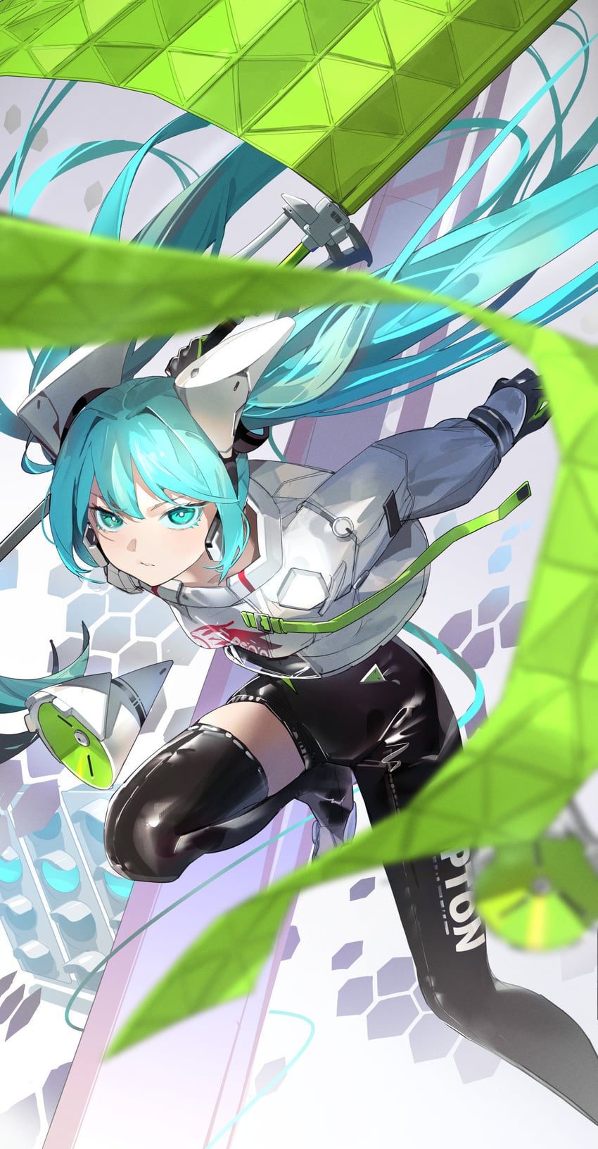 hatsune miku and racing miku (vocaloid and 1 more) drawn by nik_ibi