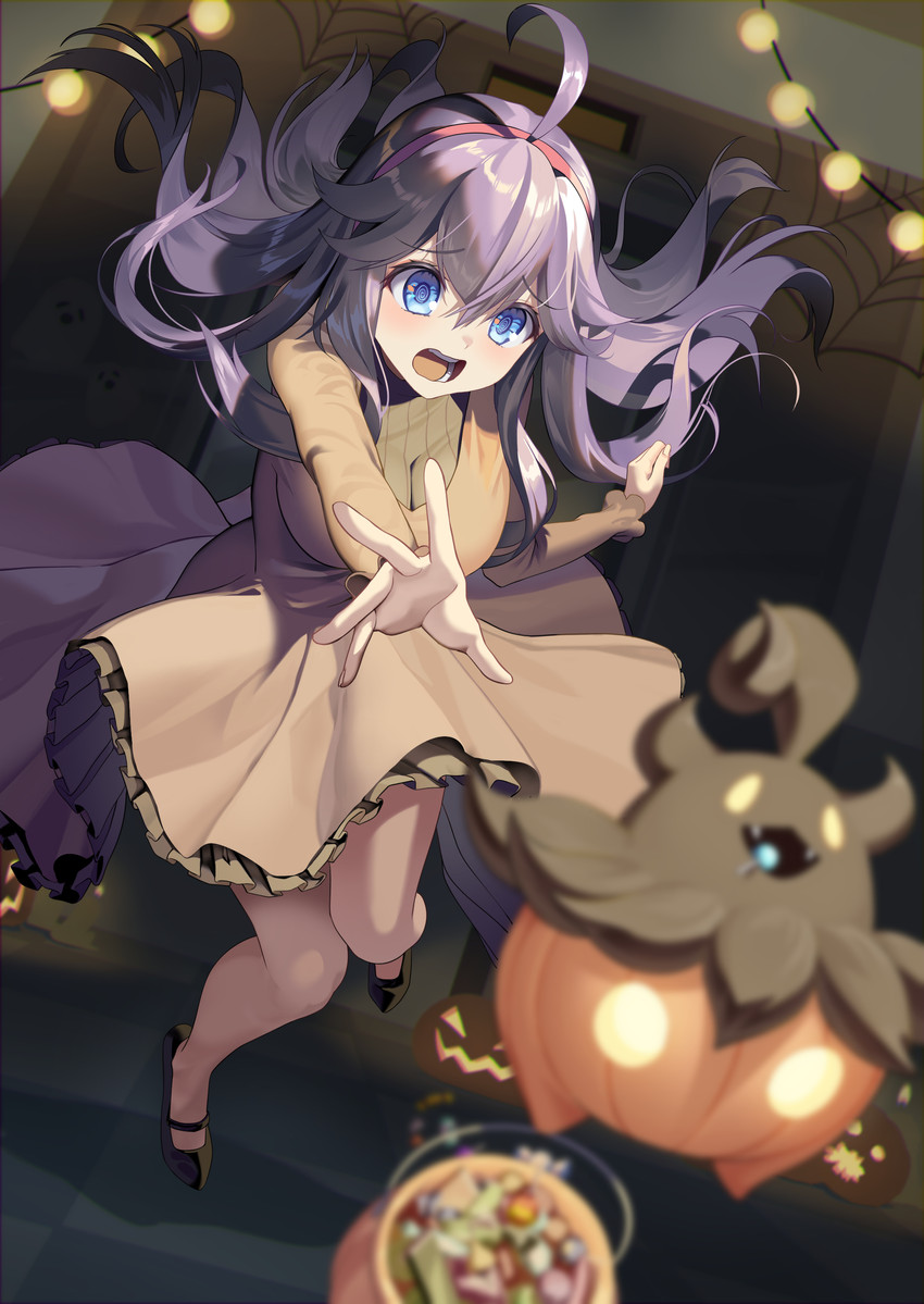 hex maniac and pumpkaboo (pokemon and 1 more) drawn by manda_(luts7602)