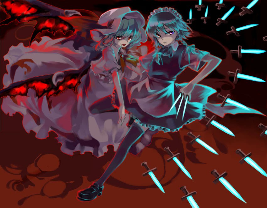 remilia scarlet and izayoi sakuya (touhou) drawn by tadano_kagekichi