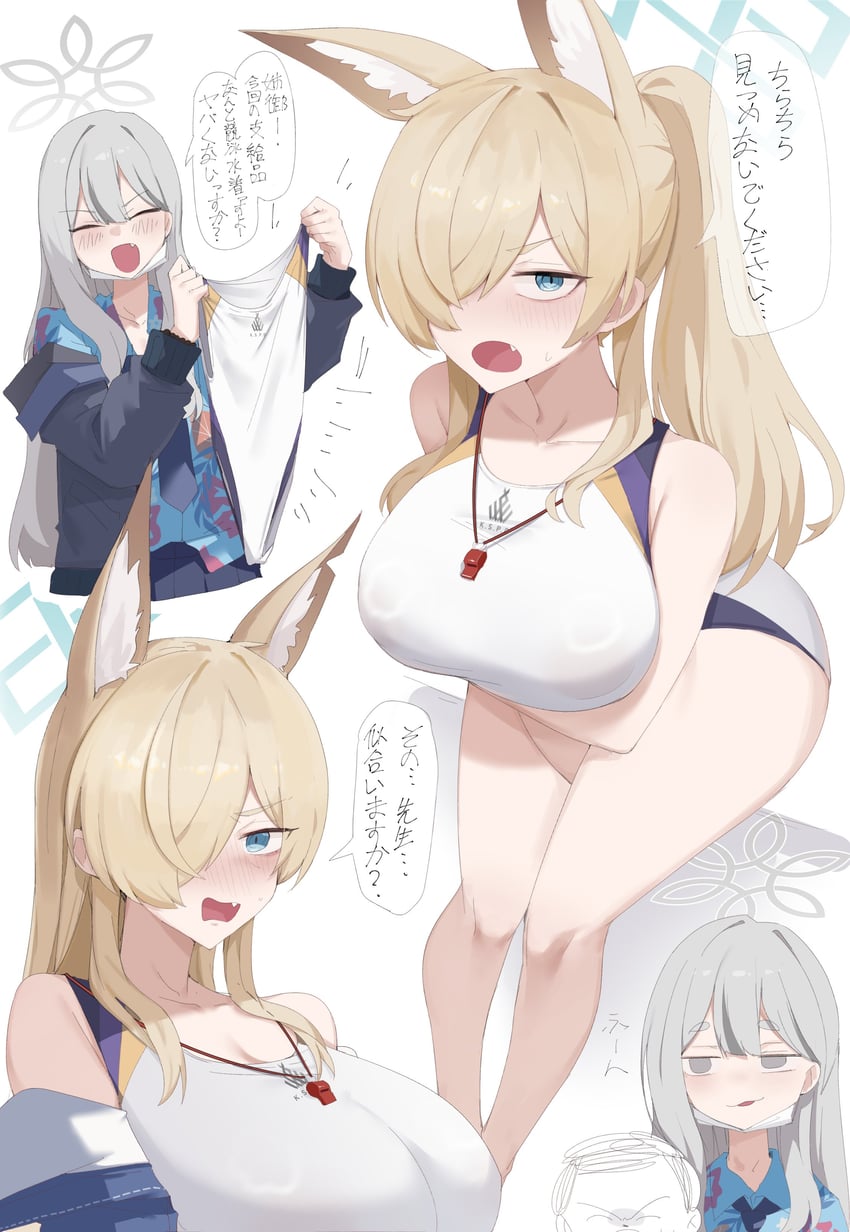 sensei, doodle sensei, kanna, and konoka (blue archive) drawn by gurenola