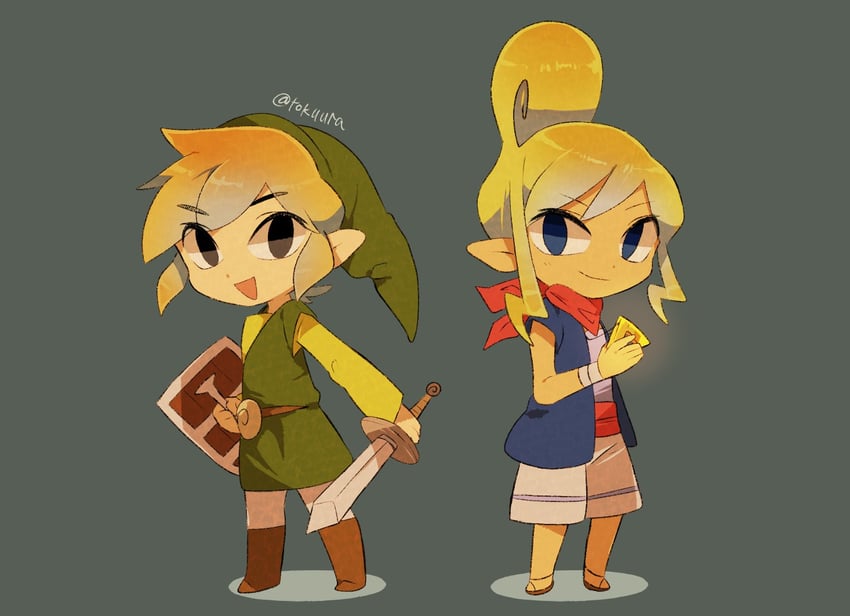 link, toon link, and tetra (the legend of zelda and 2 more) drawn by tokuura
