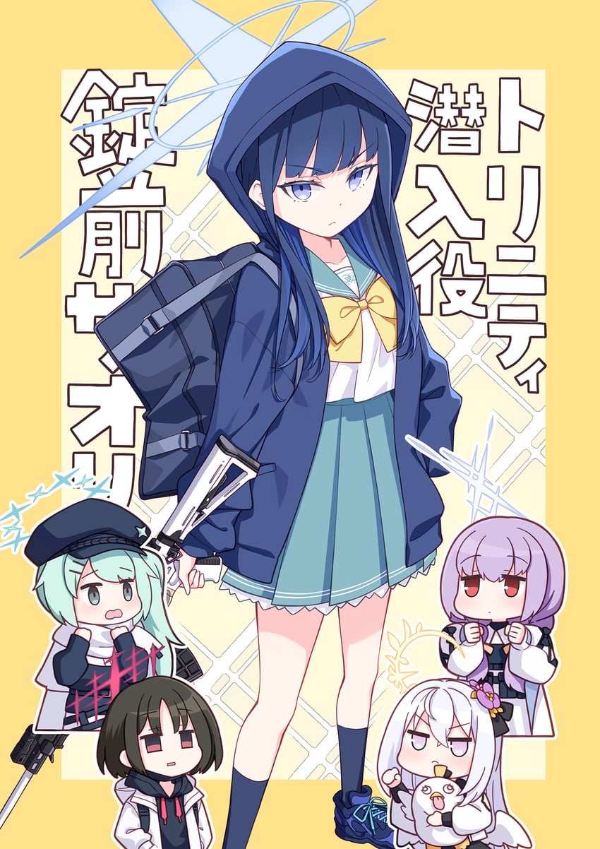 saori, azusa, peroro, atsuko, hiyori, and 1 more (blue archive) drawn by harada_(sansei_rain)