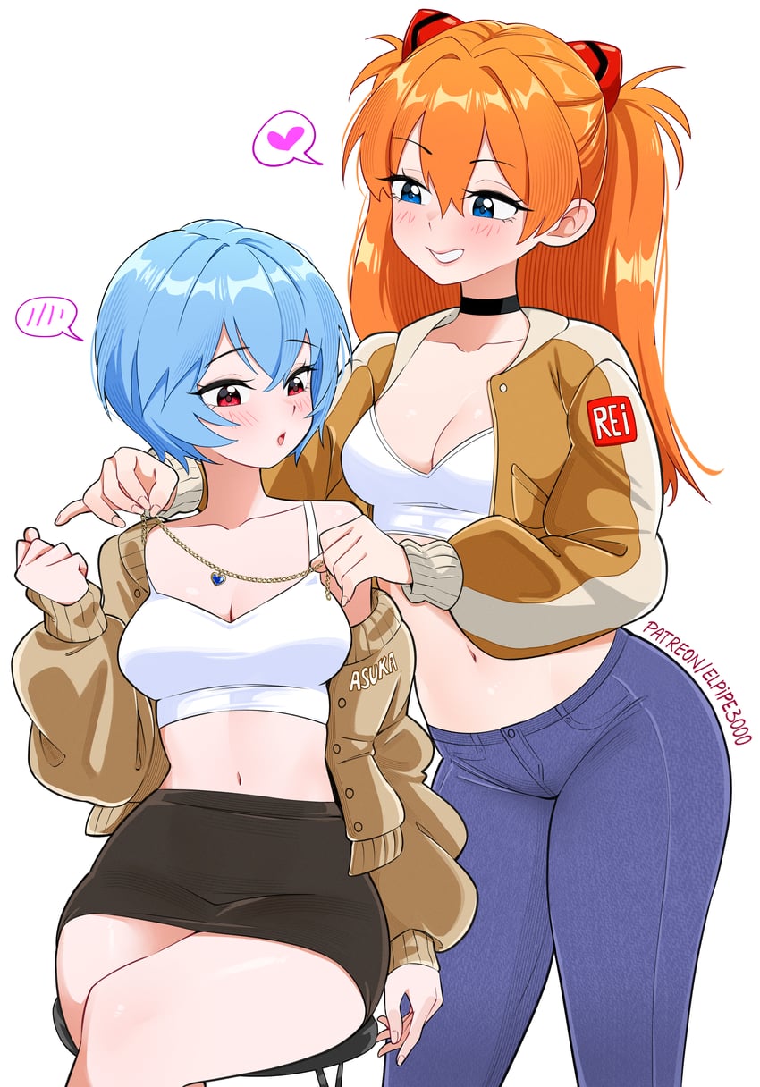 souryuu asuka langley and ayanami rei (neon genesis evangelion) drawn by elpipe_3000